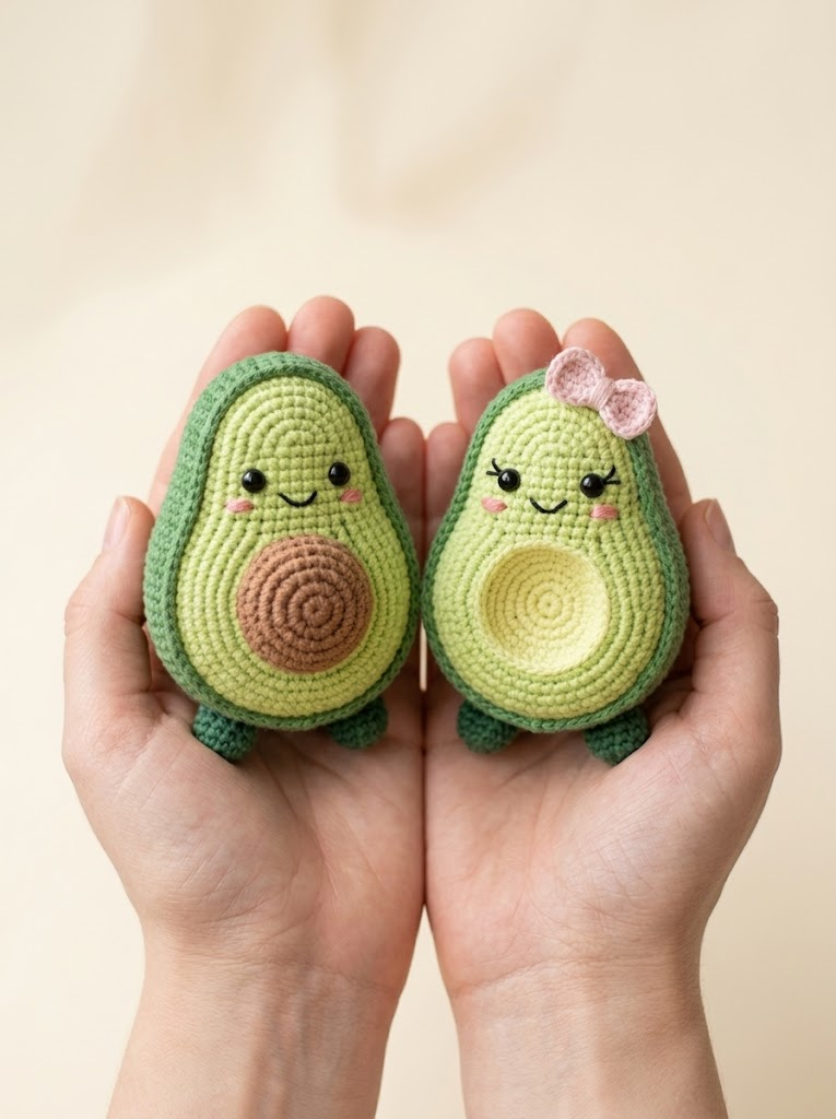 Adorable Avocado Couple Amigurumi Free Crochet Pattern