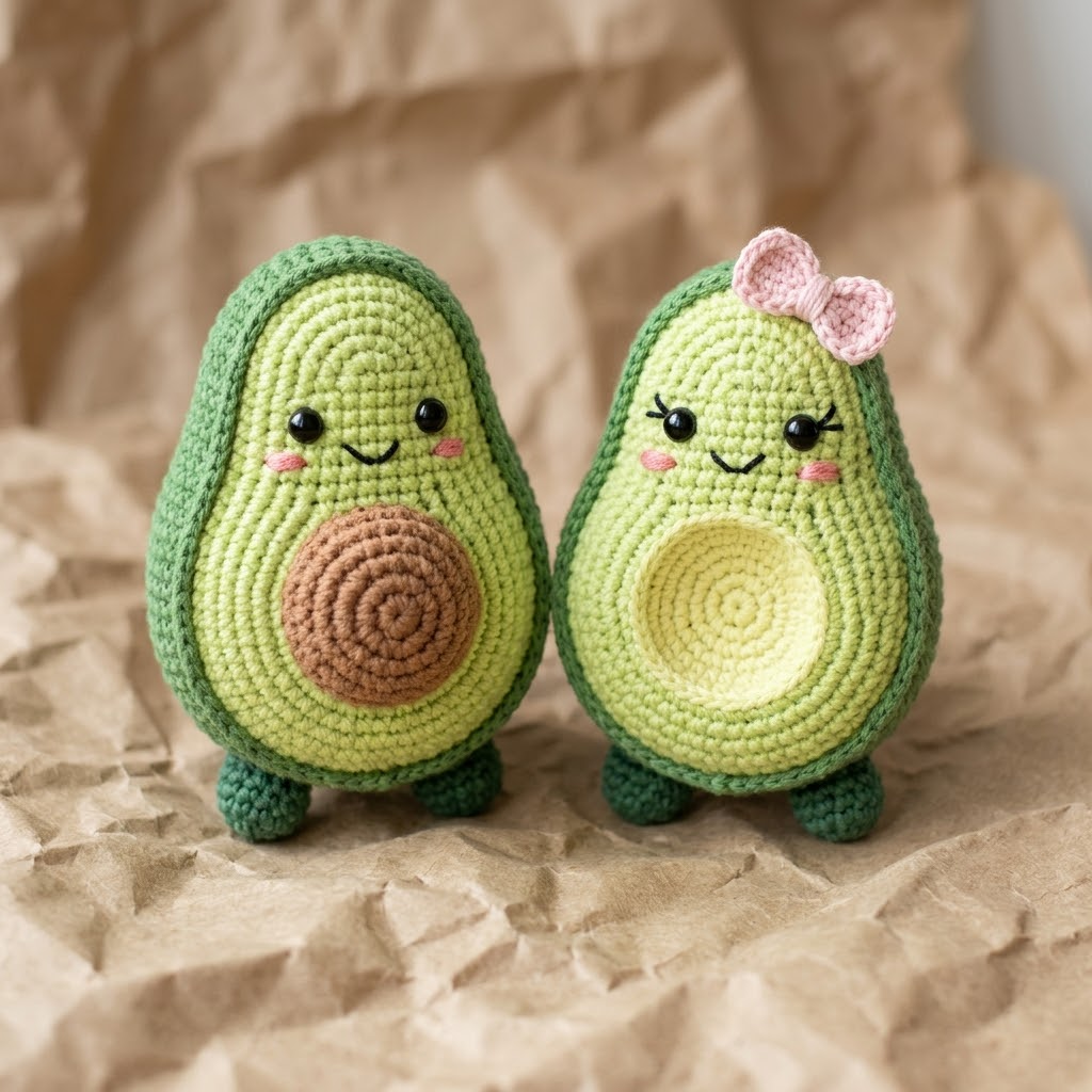 Adorable Avocado Couple Amigurumi Crochet Pattern (PDF Download)