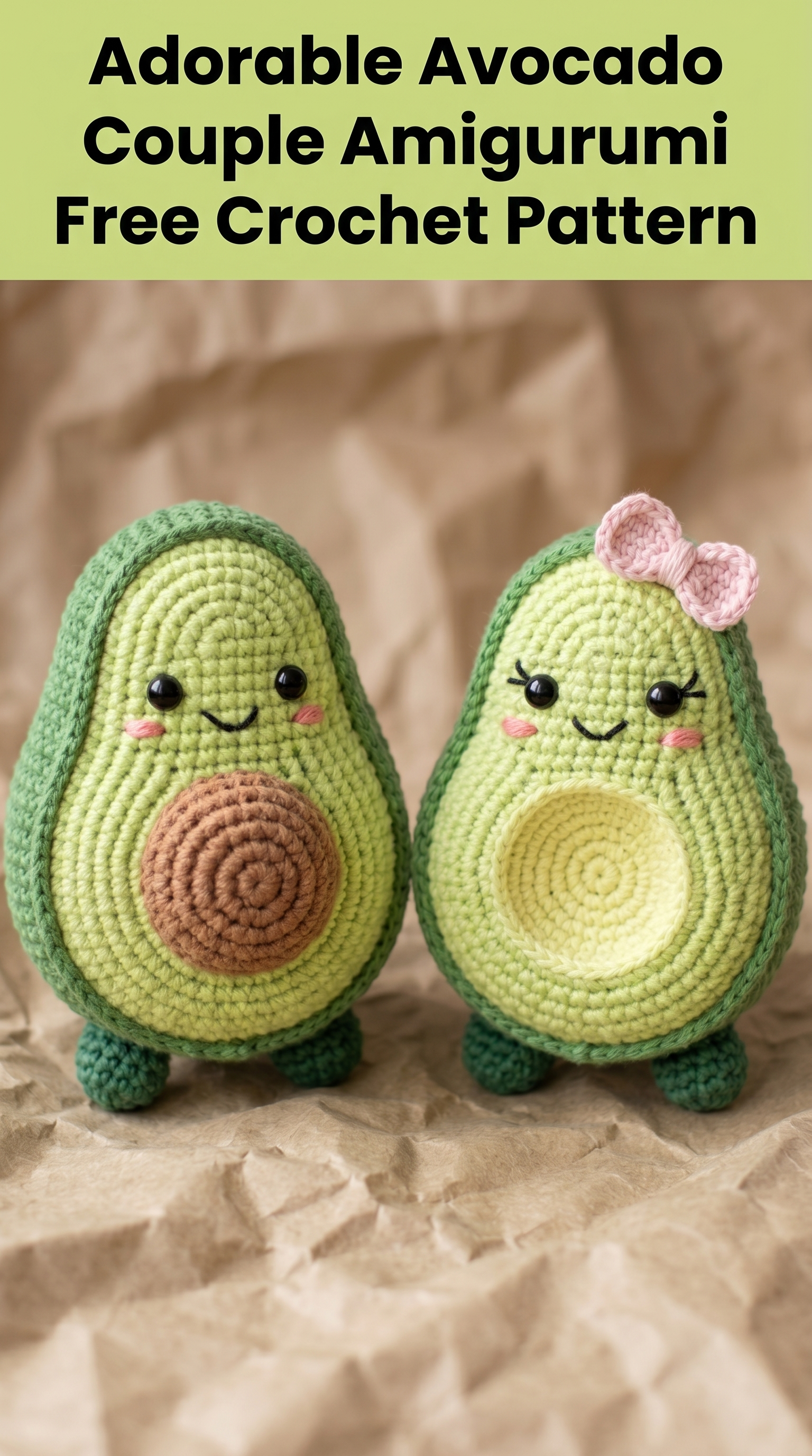 Adorable Avocado Couple Amigurumi Free Crochet Pattern