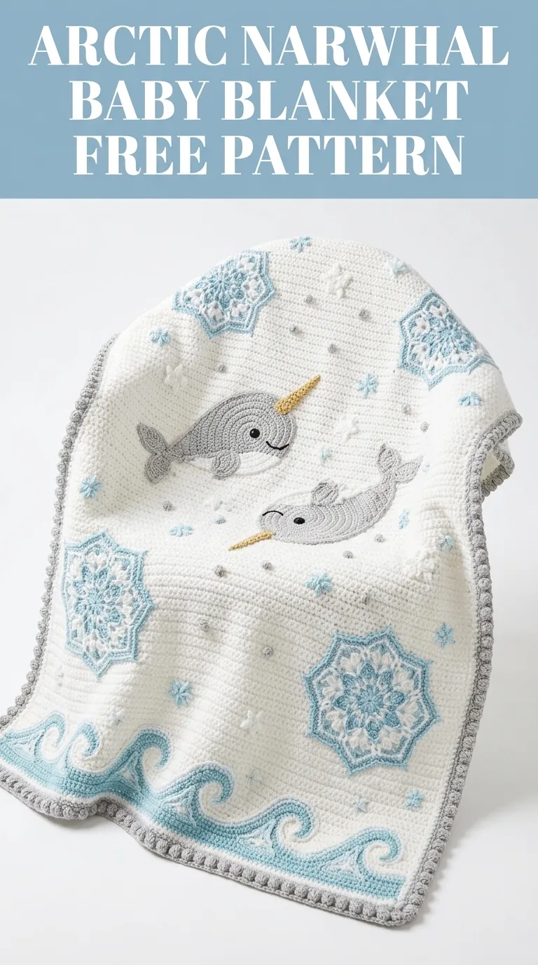 Arctic Narwhal Baby Blanket Free Crochet Pattern