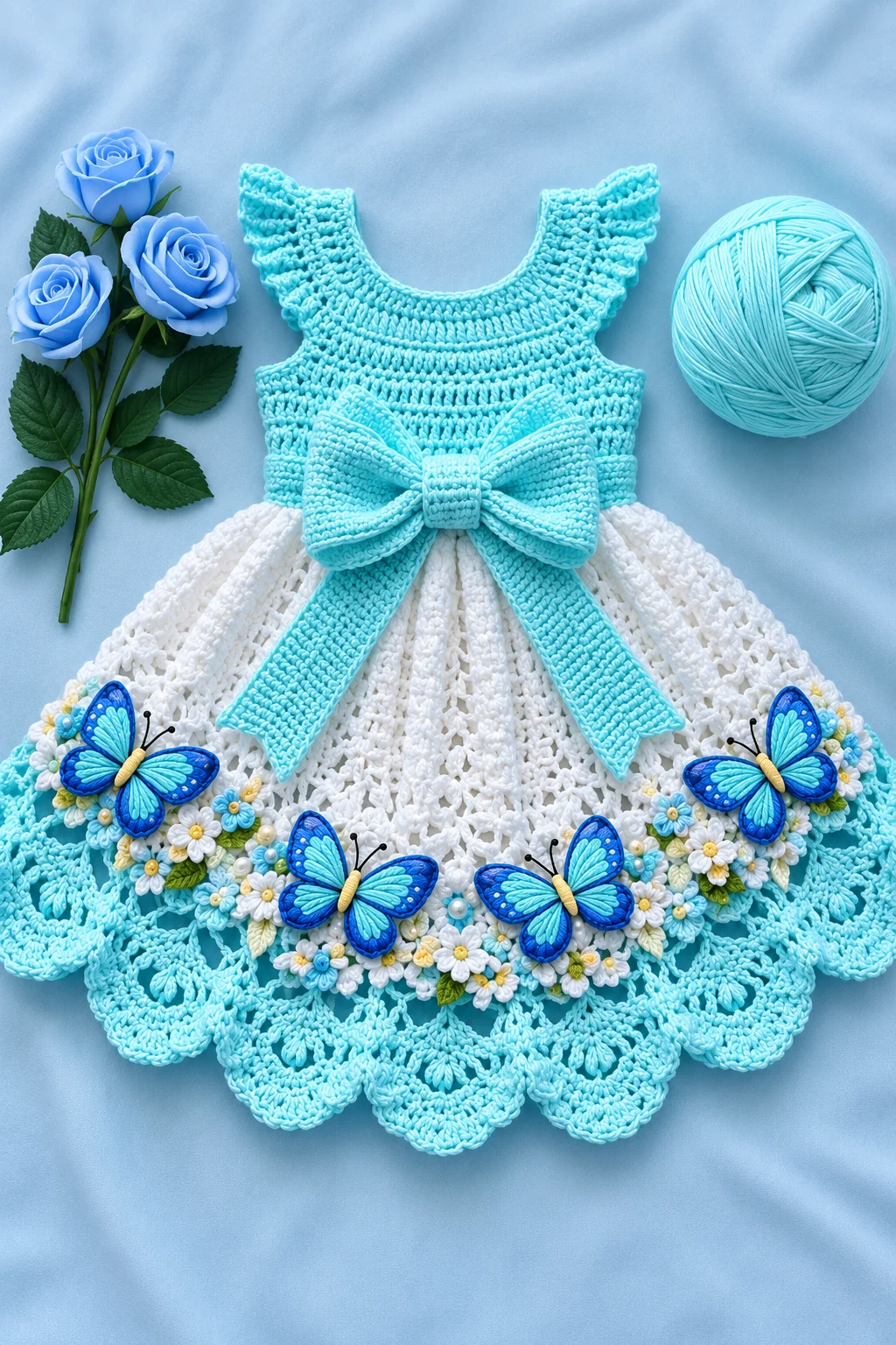 Blue Butterfly Baby Dress Crochet Pattern