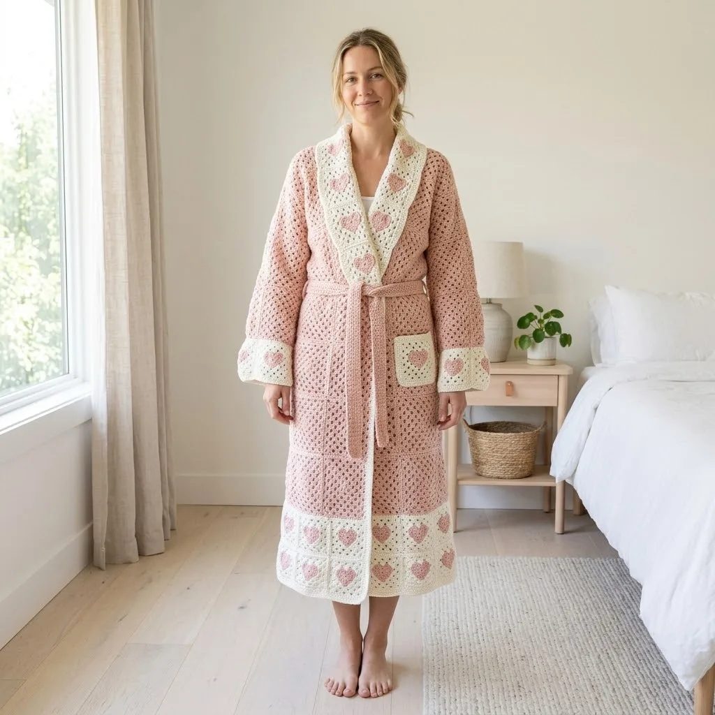 Blush Romance Granny Square Robe Free Pattern