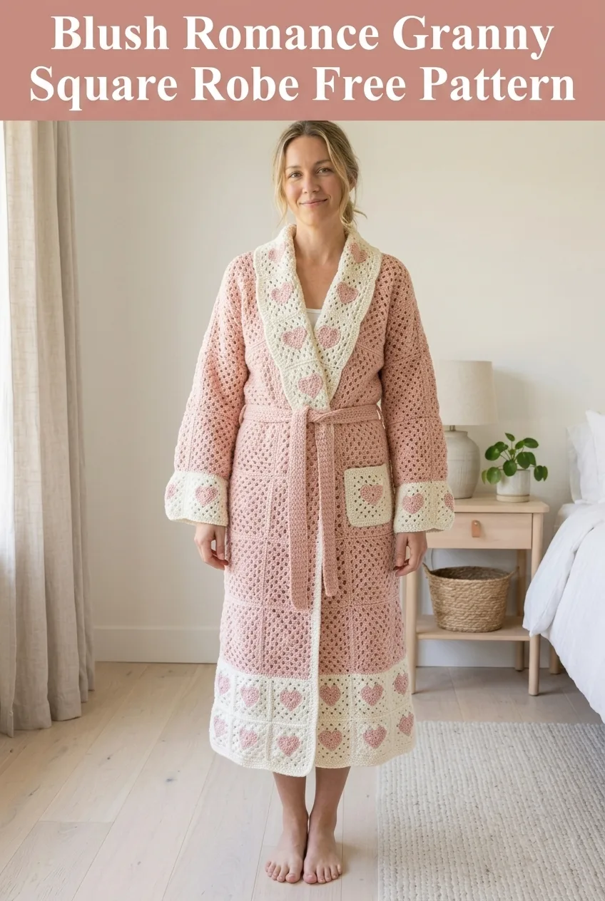 Blush Romance Granny Square Robe Free Pattern