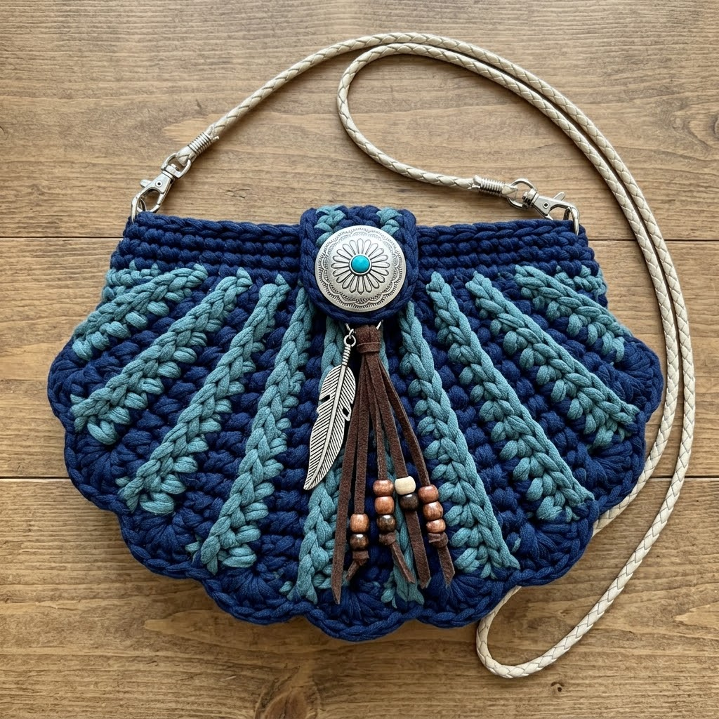 Boho Seashell Clutch Bag Free Crochet Pattern