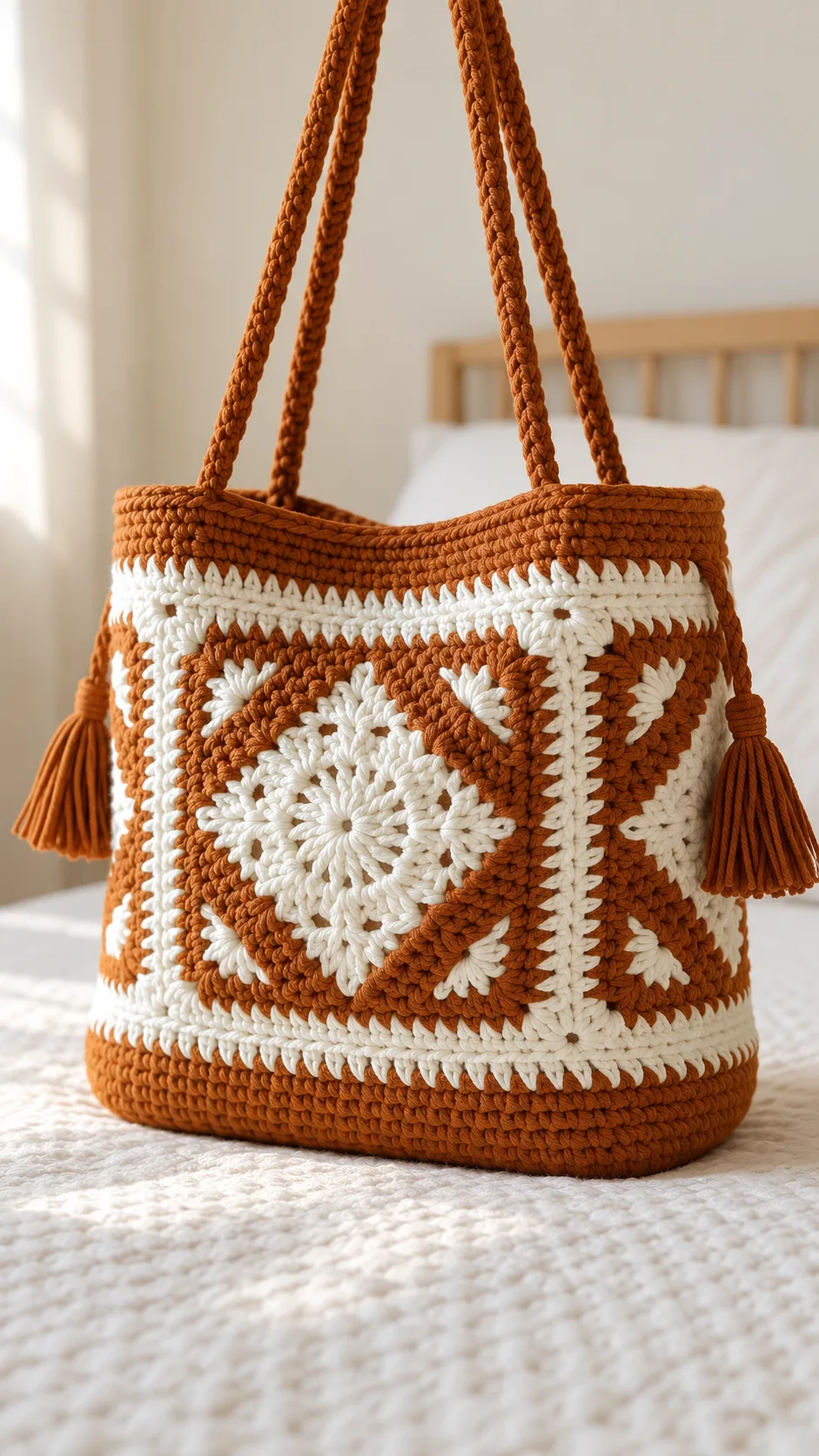 Caramel Diamond Granny Tote Crochet Pattern