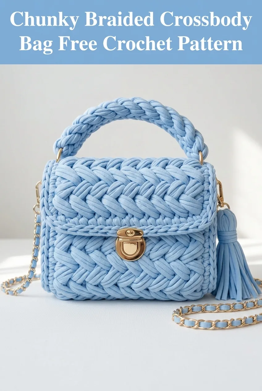 Chunky Braided Crossbody Bag Free Crochet Pattern