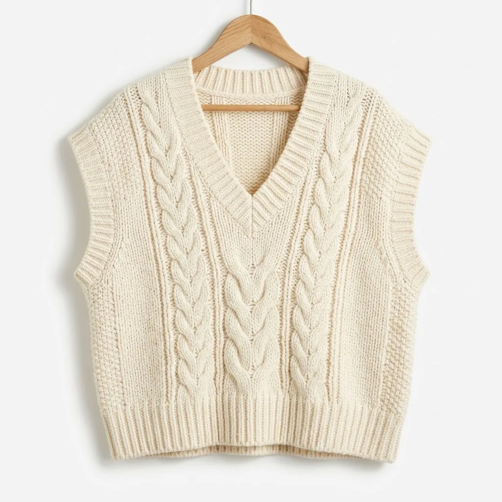 Chunky Cable Knit Sweater Vest Free Crochet Pattern