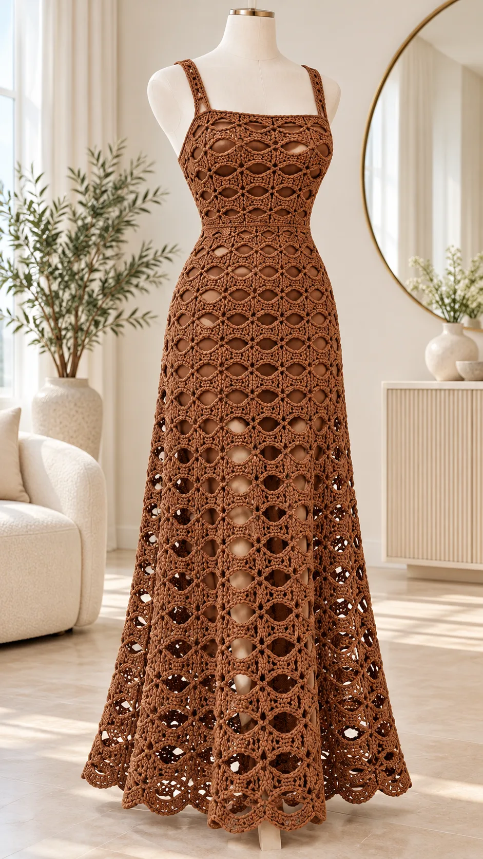 Cocoa Oval Lace Maxi Dress Crochet Pattern