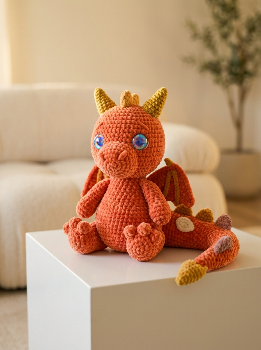 Coral Sunset Dragon Amigurumi Plush Free Crochet Pattern