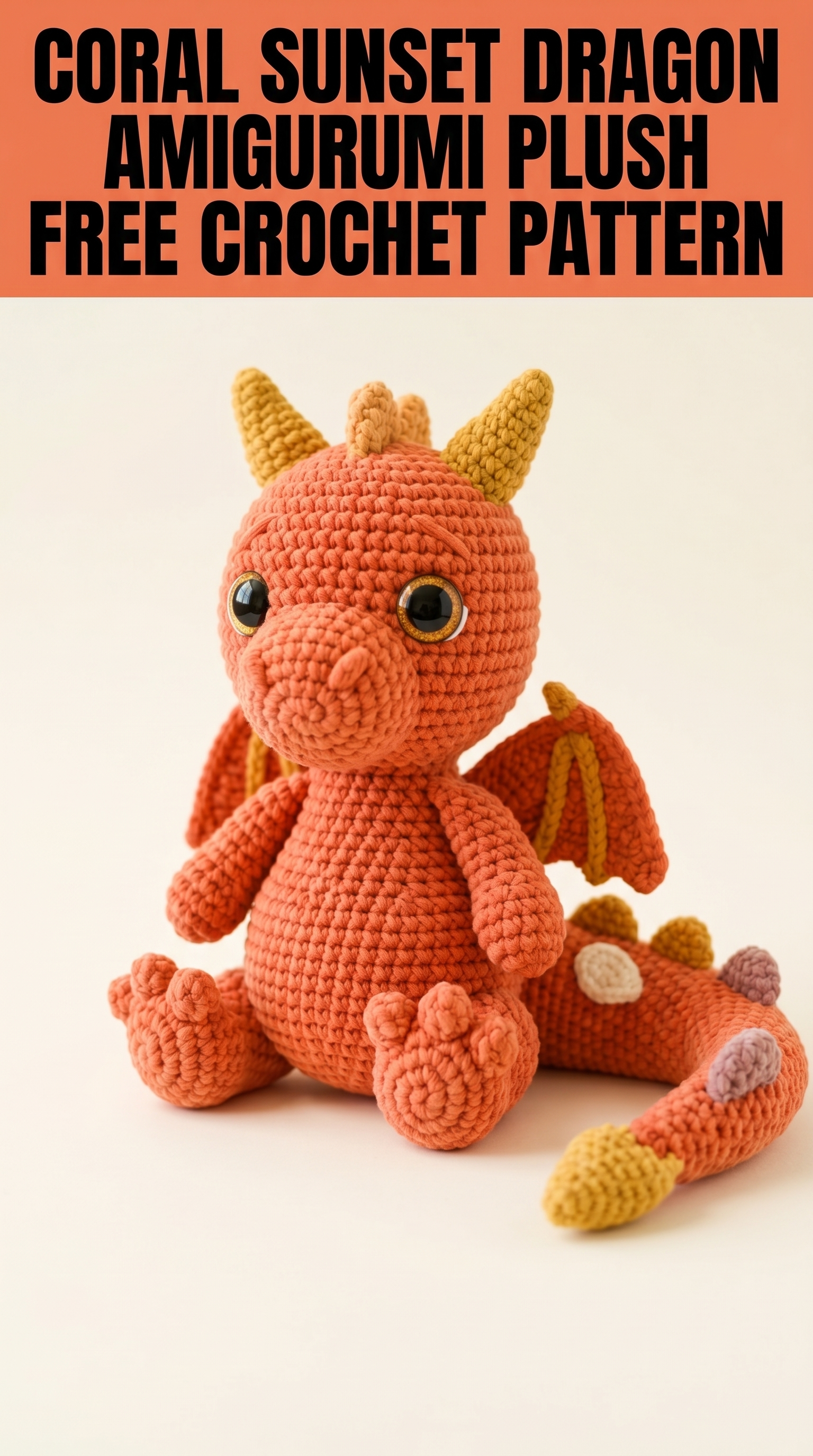 Coral Sunset Dragon Amigurumi Plush Free Crochet Pattern