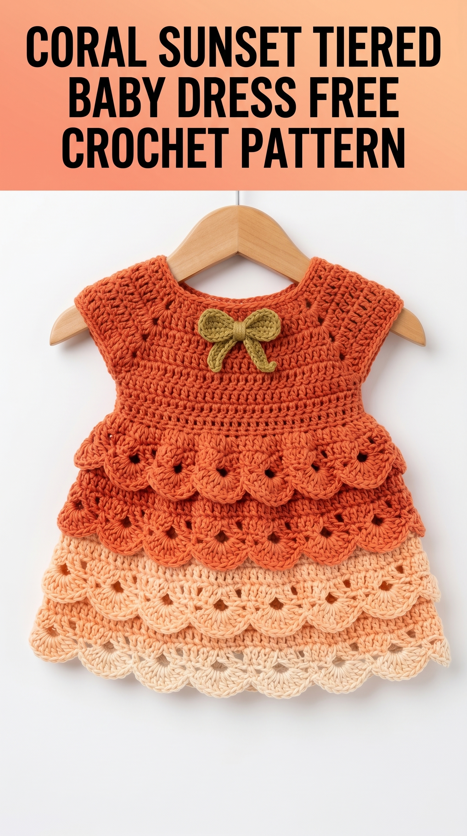 Coral Sunset Tiered Baby Dress Free Crochet Pattern