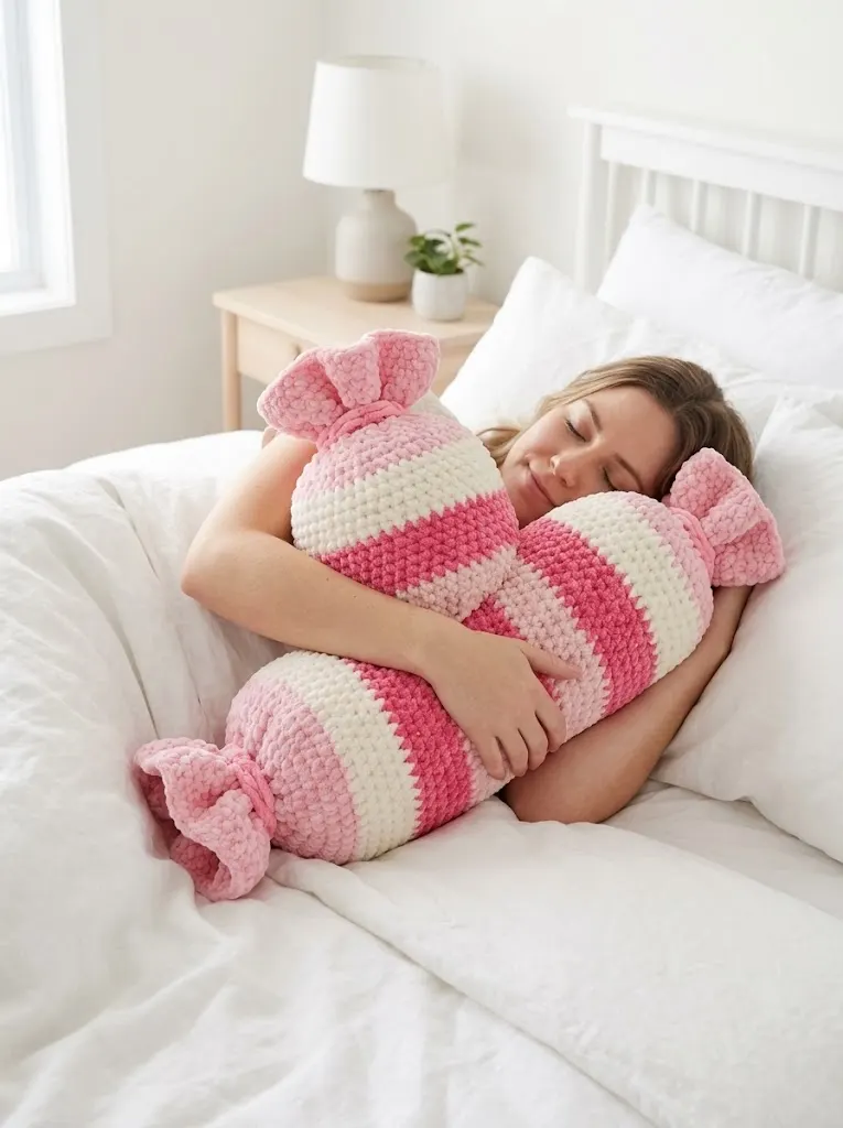 Cotton Candy Pink Bolster Pillow Free Crochet Pattern