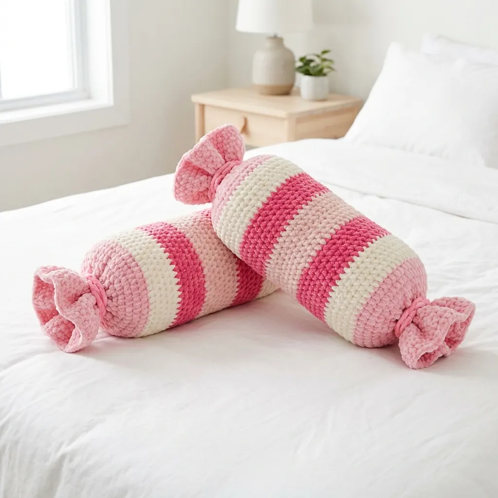 Cotton Candy Pink Bolster Pillow Free Crochet Pattern