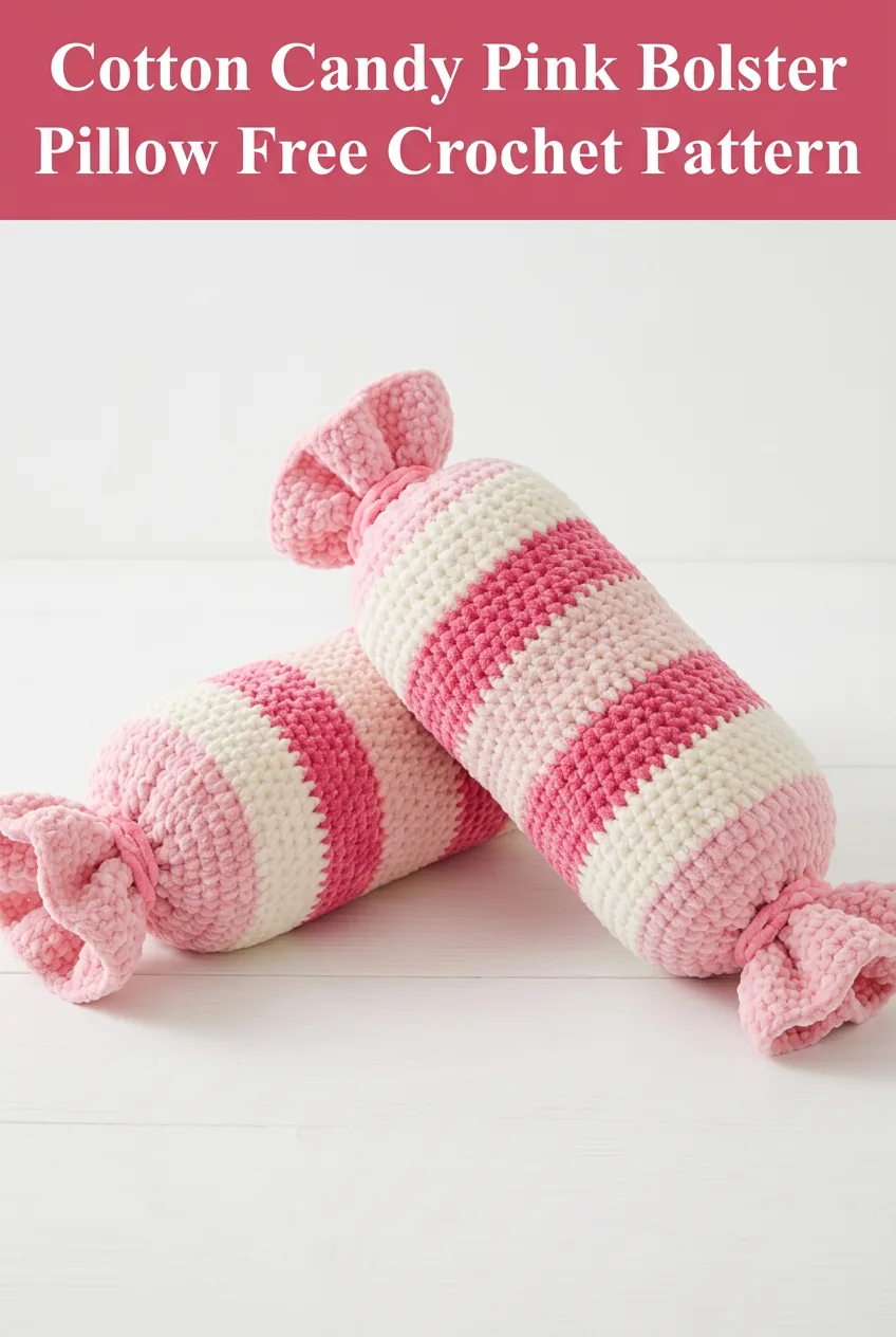 Cotton Candy Pink Bolster Pillow Free Crochet Pattern