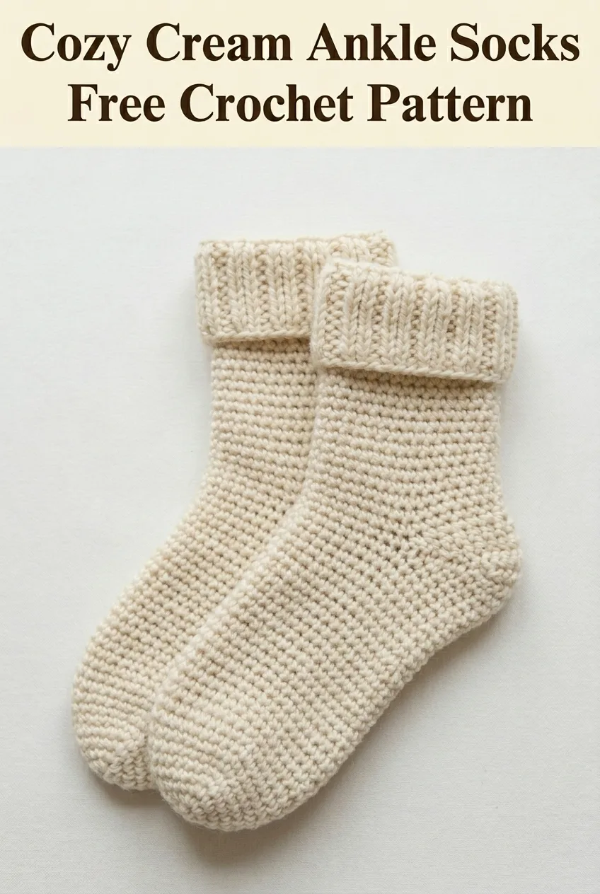Cozy Cream Ankle Socks Free Crochet Pattern