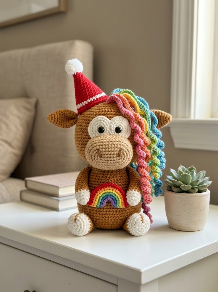 Cozy Rainbow Highland Cow Amigurumi Free Crochet Pattern