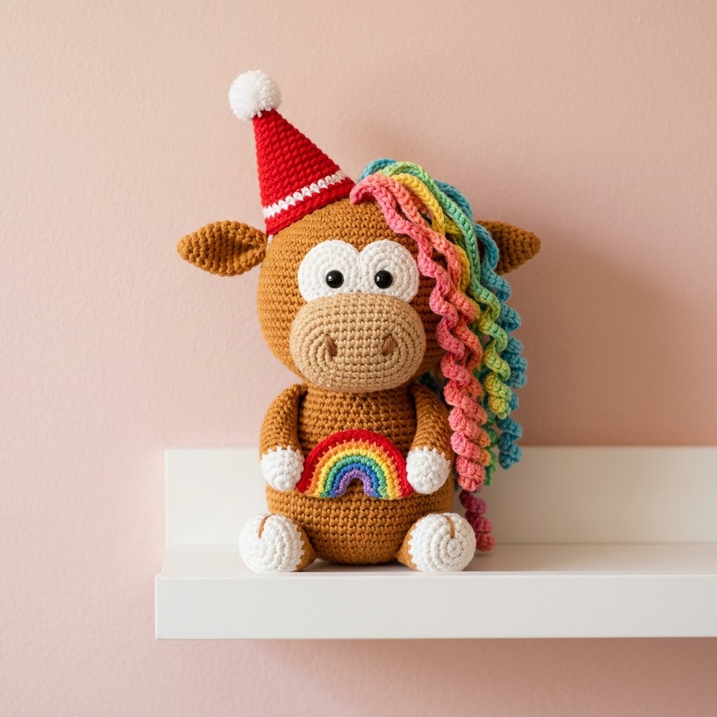 Cozy Rainbow Highland Cow Amigurumi Free Crochet Pattern