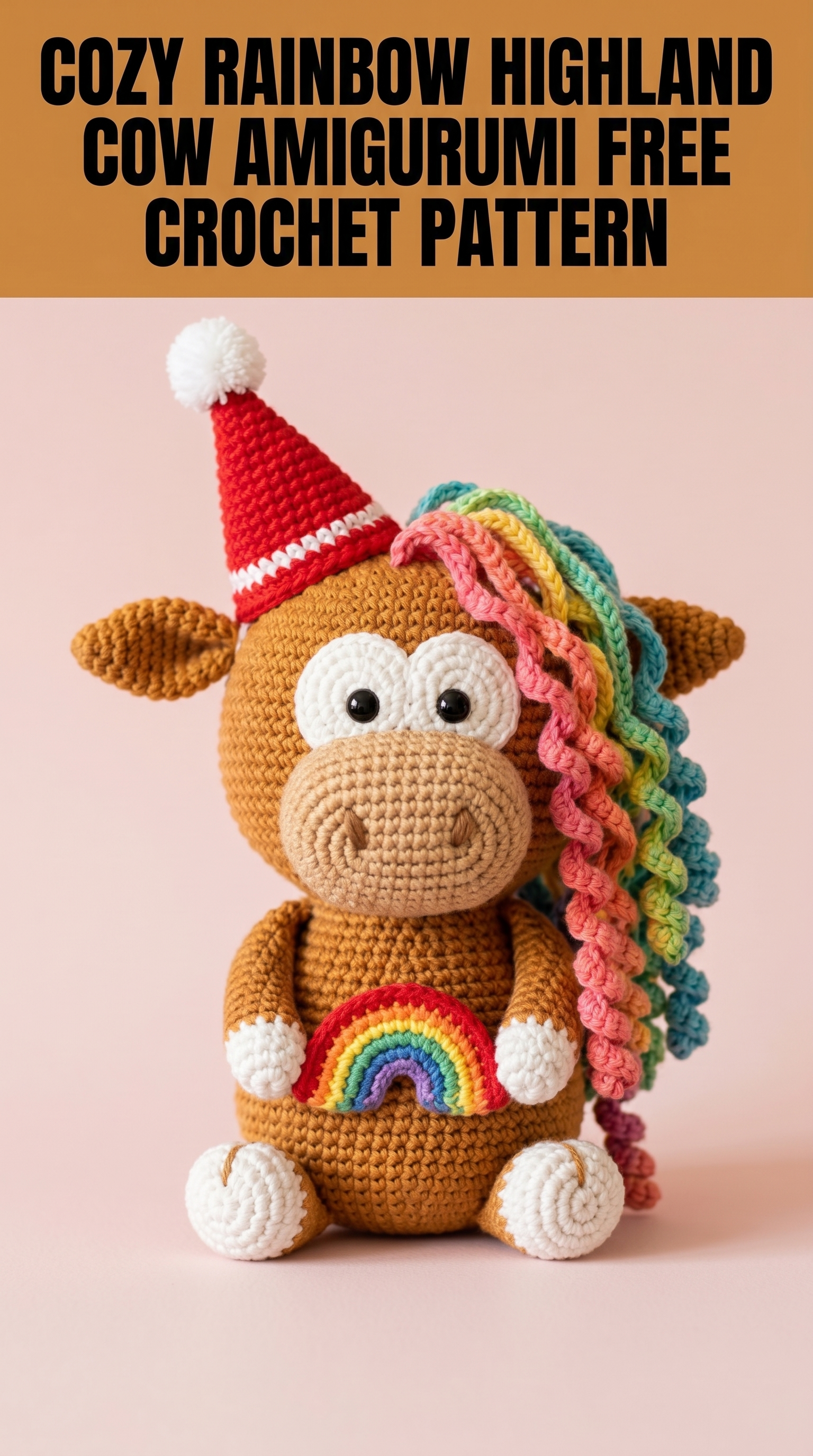 Cozy Rainbow Highland Cow Amigurumi Free Crochet Pattern
