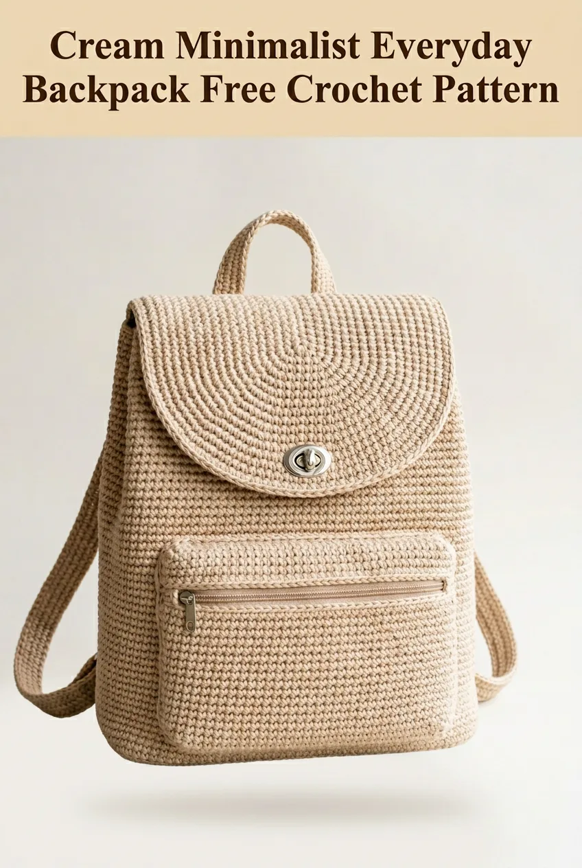 Cream Minimalist Everyday Backpack Free Crochet Pattern
