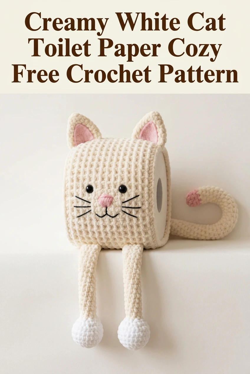 Creamy White Cat Toilet Paper Cozy Free Crochet Pattern
