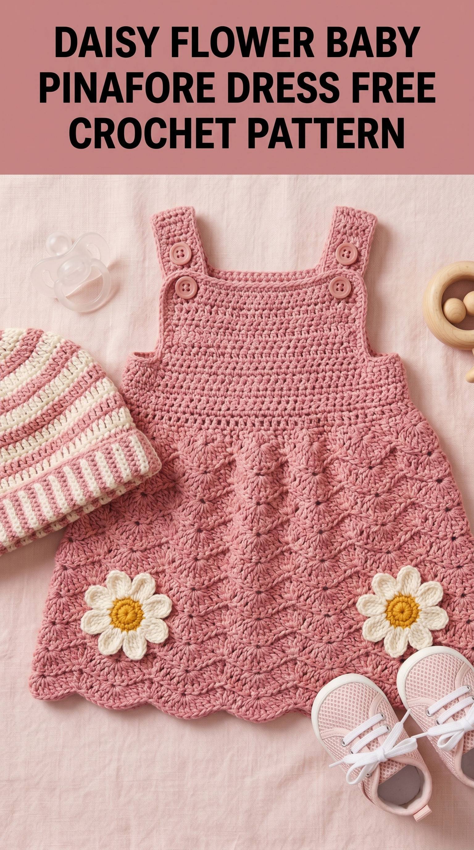 Daisy Flower Baby Pinafore Dress Free Crochet Pattern
