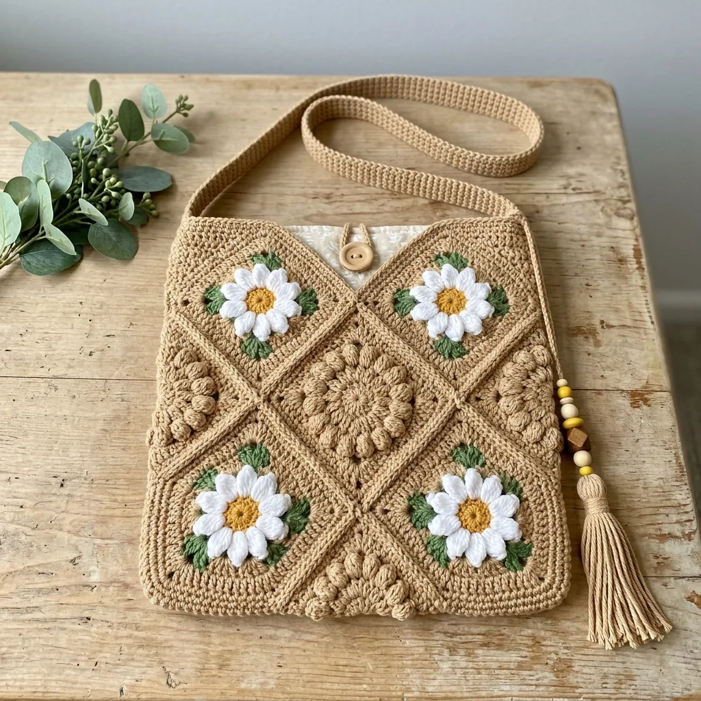 Daisy Granny Square Crossbody Bag Crochet Pattern