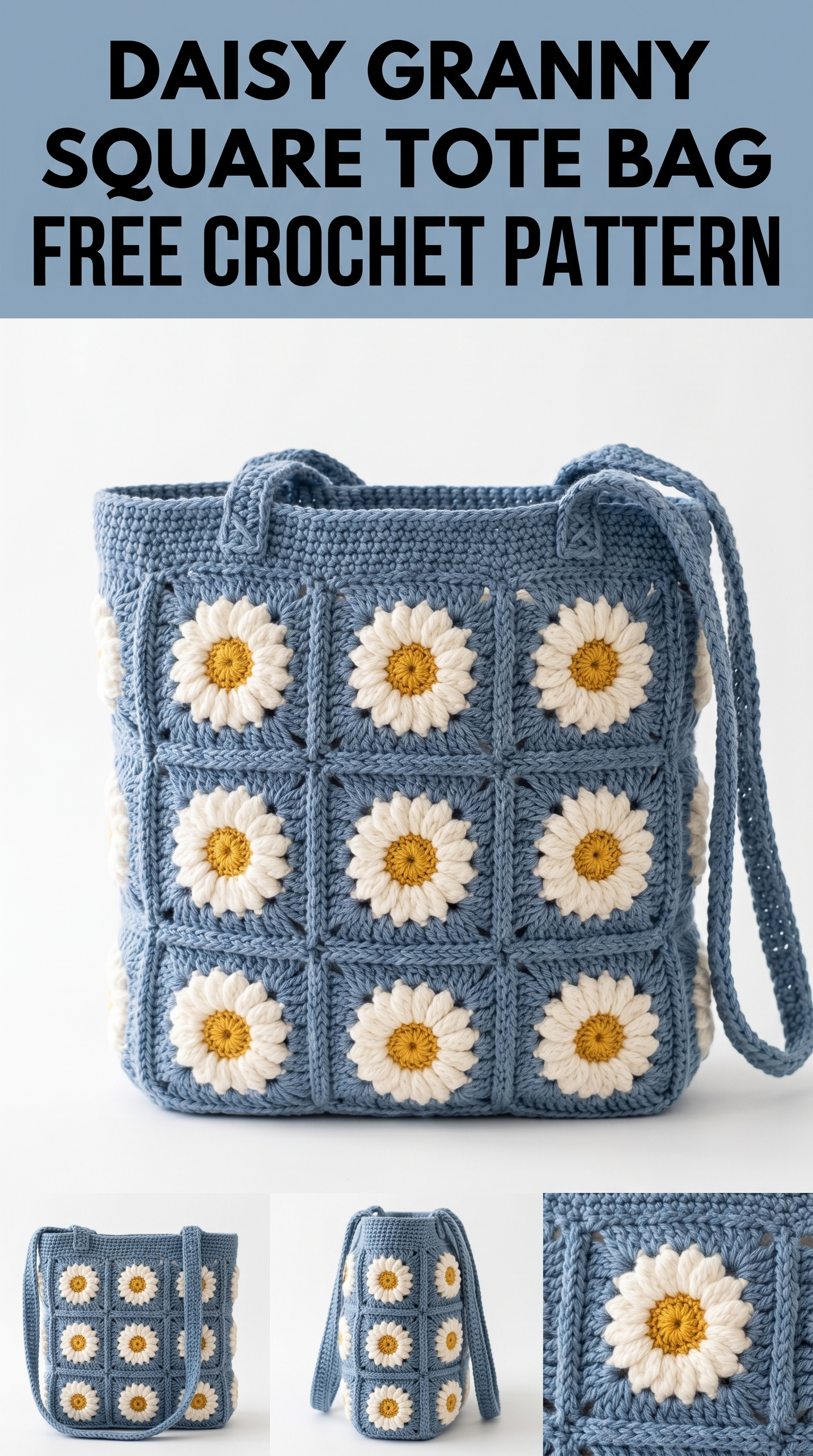 Daisy Granny Square Tote Bag Free Crochet Pattern