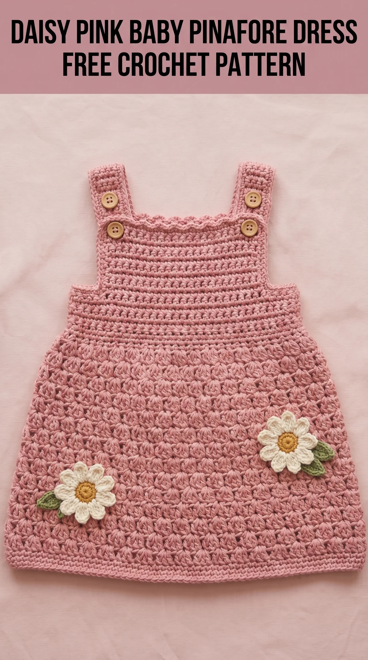 Daisy Pink Baby Pinafore Dress Free Crochet Pattern