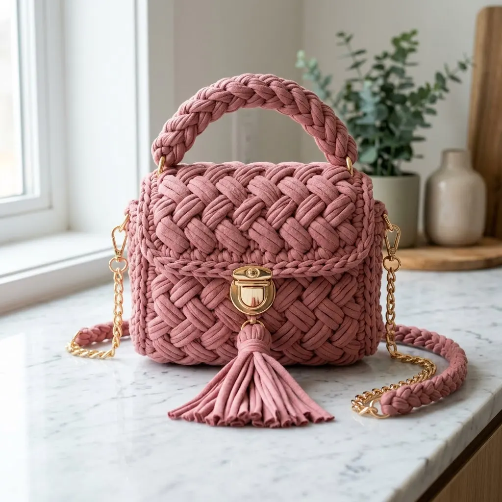 Dusty Rose Braided Bag on Marble Free Pattern