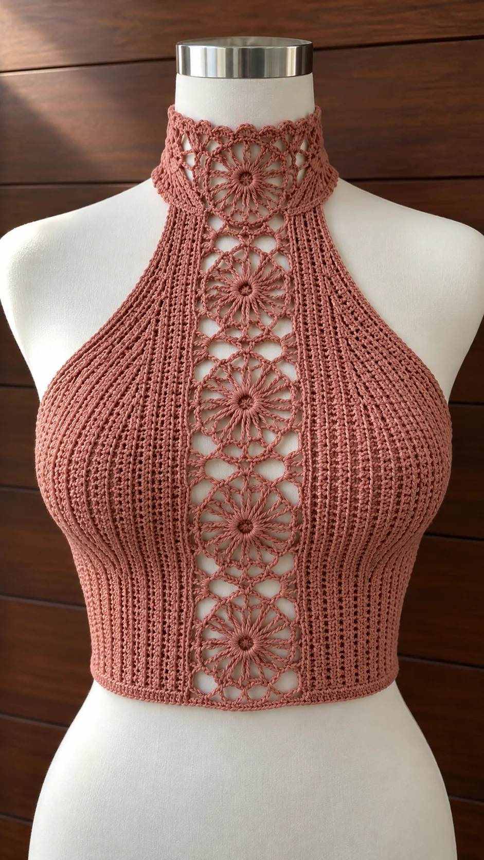 Dusty Rose Lace Halter Top Crochet Pattern