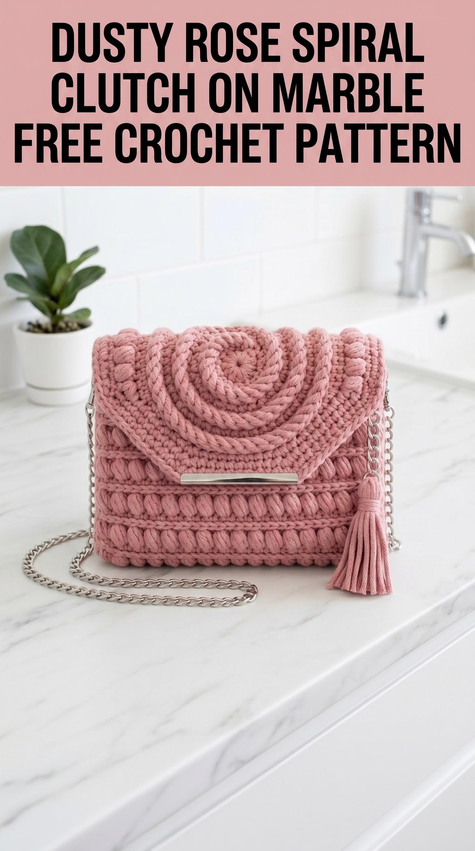 Dusty Rose Spiral Clutch on Marble Free Crochet Pattern