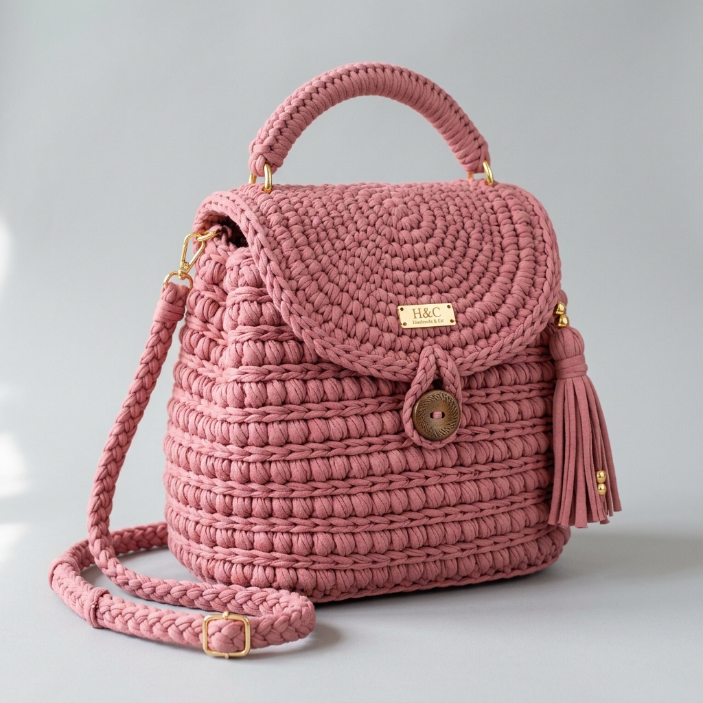 Dusty Rose Tassel Backpack Crochet Pattern