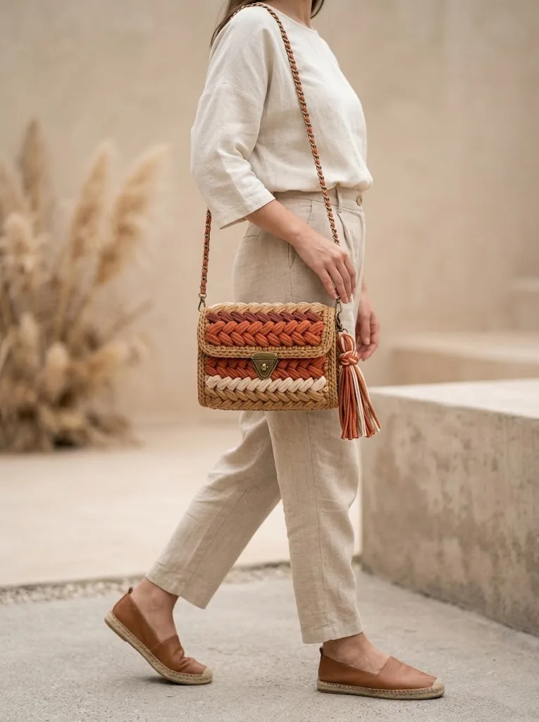 Earthy Terracotta Boho Braided Purse Free Crochet Pattern
