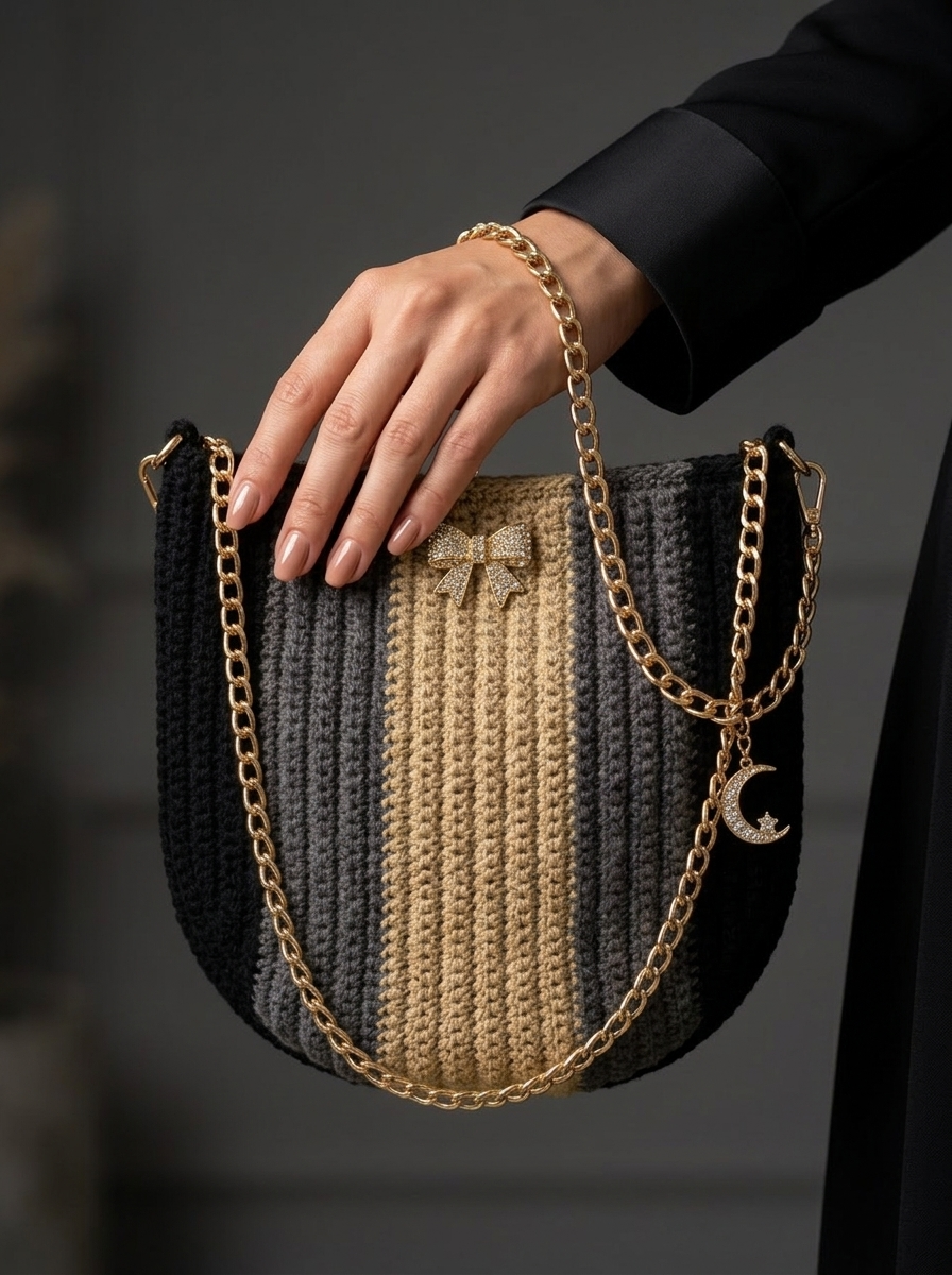 Elegant Black and Gold Evening Bag Free Crochet Pattern