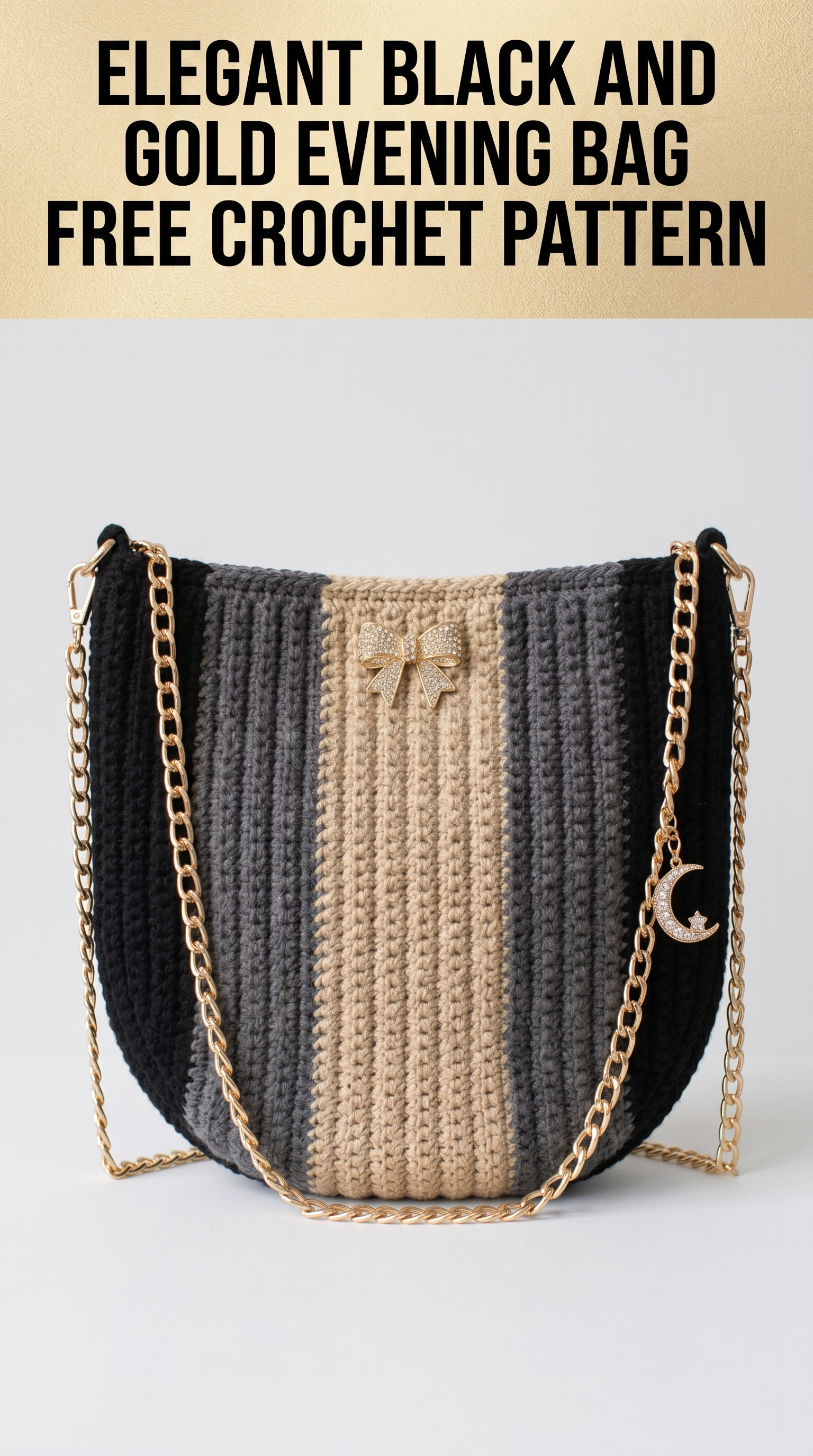Elegant Black and Gold Evening Bag Free Crochet Pattern