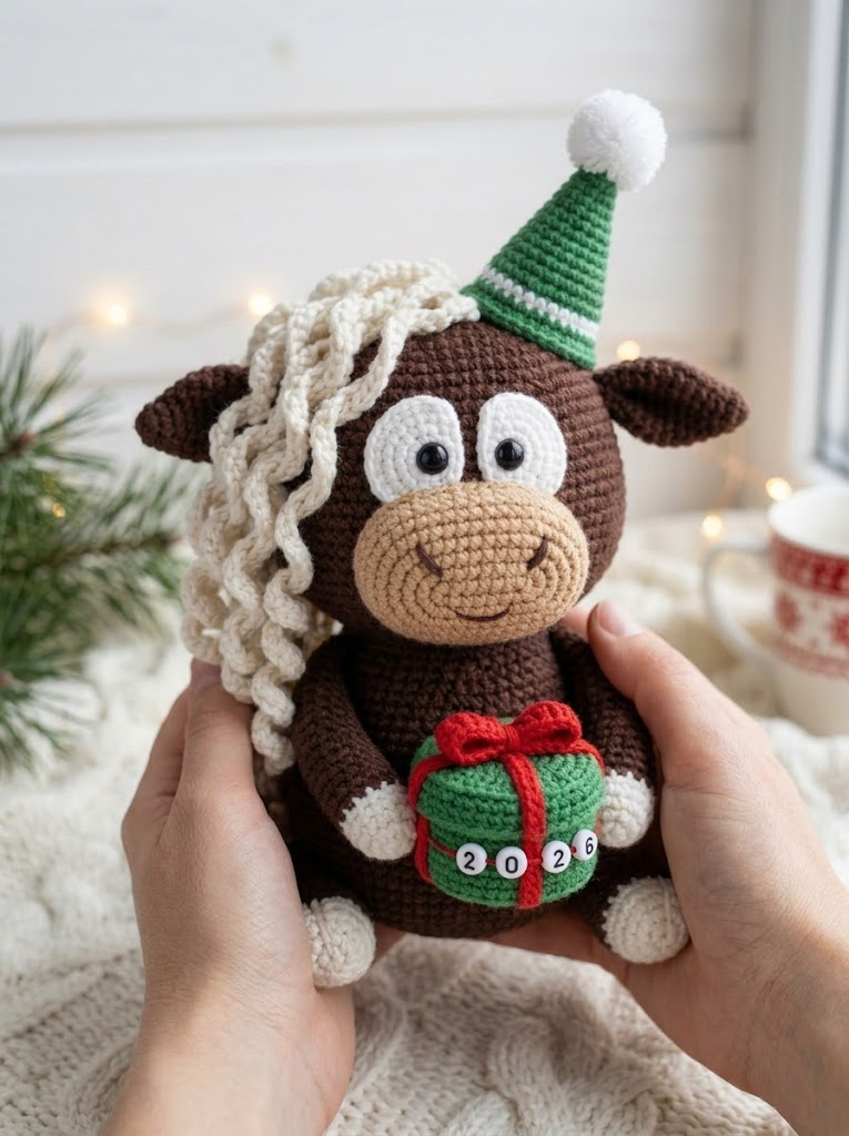 Festive Highland Cow Amigurumi Free Crochet Pattern