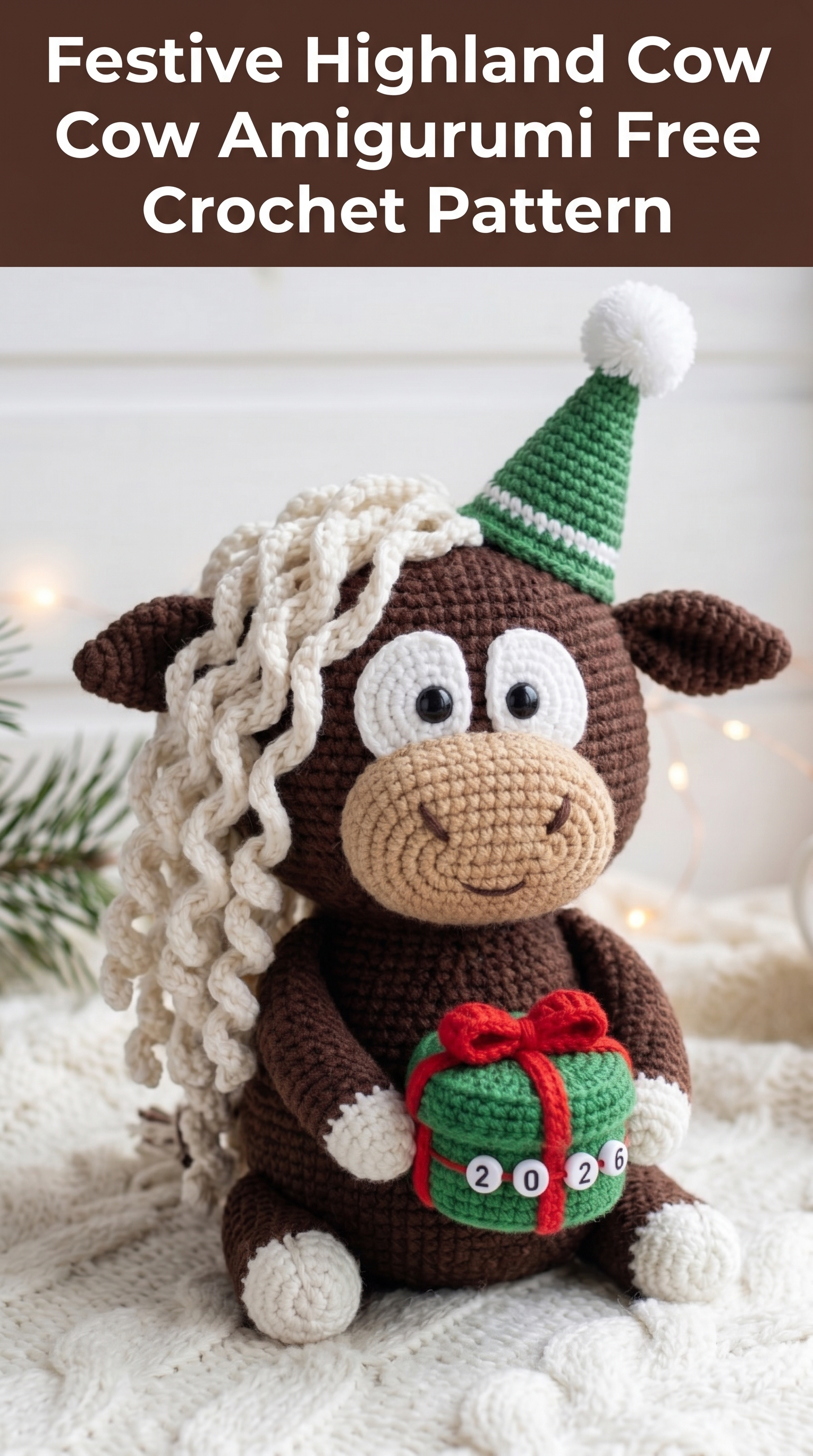 Festive Highland Cow Amigurumi Free Crochet Pattern