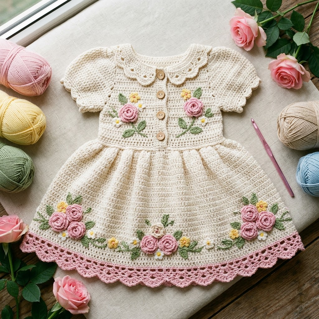 Floral Garden Baby Dress Crochet Pattern (PDF Download)