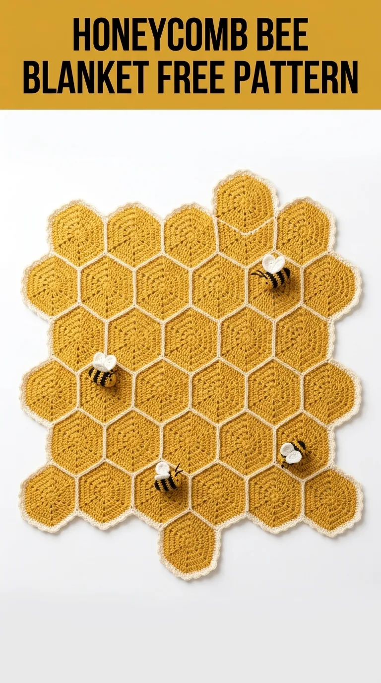 Honeycomb Bee Blanket Free Crochet Pattern