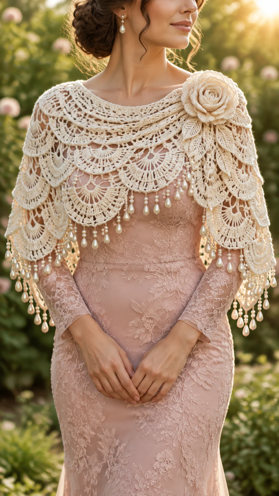 Ivory Rose Lace Shawl Crochet Pattern