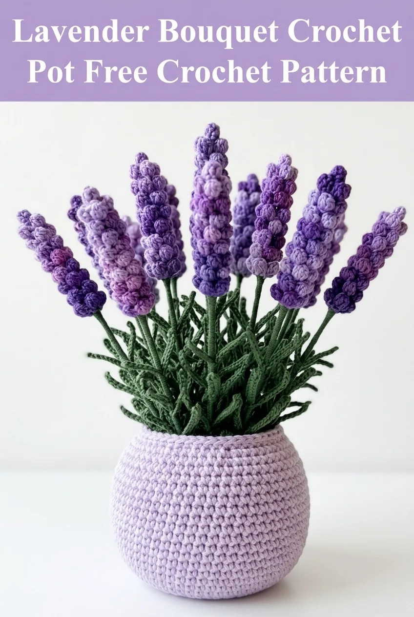 Lavender Bouquet Crochet Pot Free Crochet Pattern