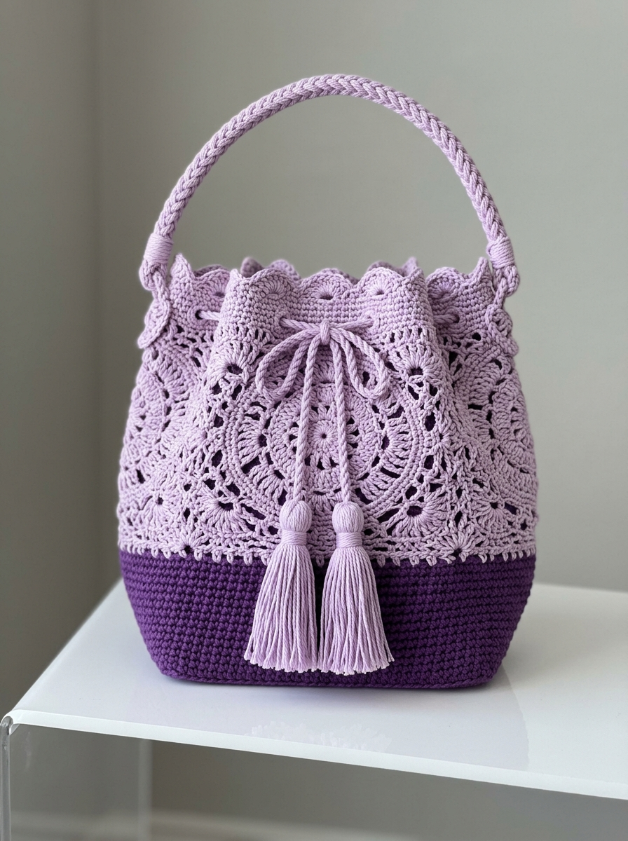 Lavender Dreams Lace Bucket Bag Crochet Pattern (PDF Download)