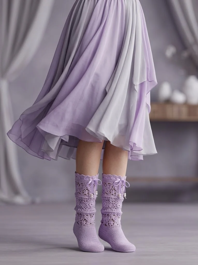 Lavender Lace Crochet Boots Free Crochet Pattern