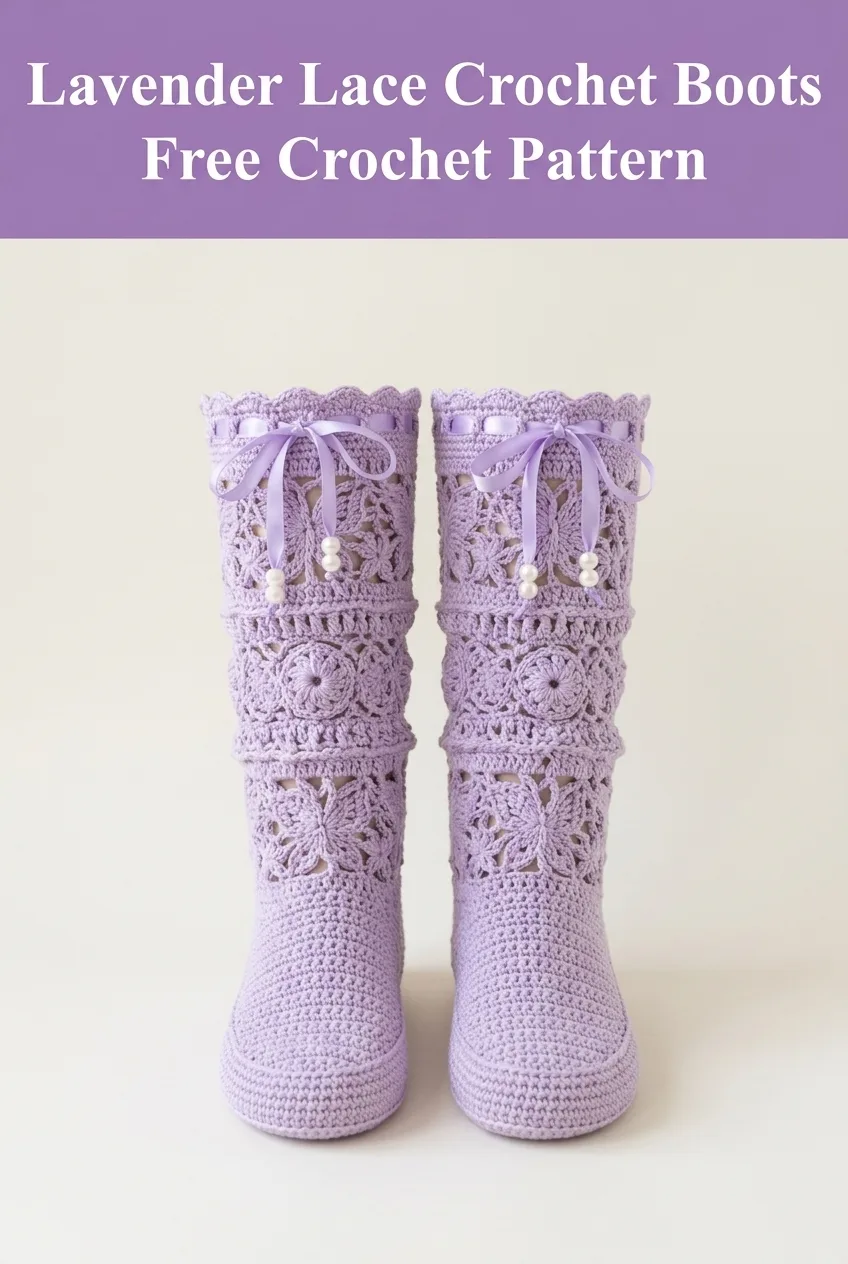 Lavender Lace Crochet Boots Free Crochet Pattern