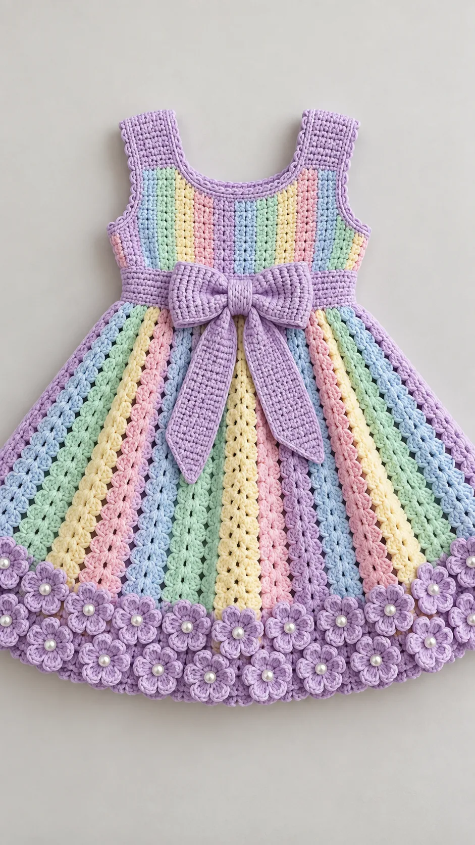 Lavender Rainbow Flower Baby Dress Crochet Pattern