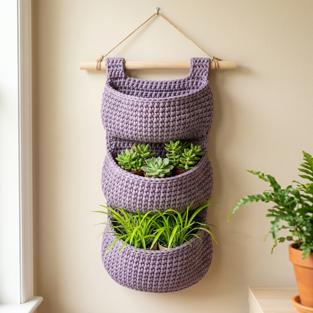 Lavender Tiered Hanging Basket Free Crochet Pattern