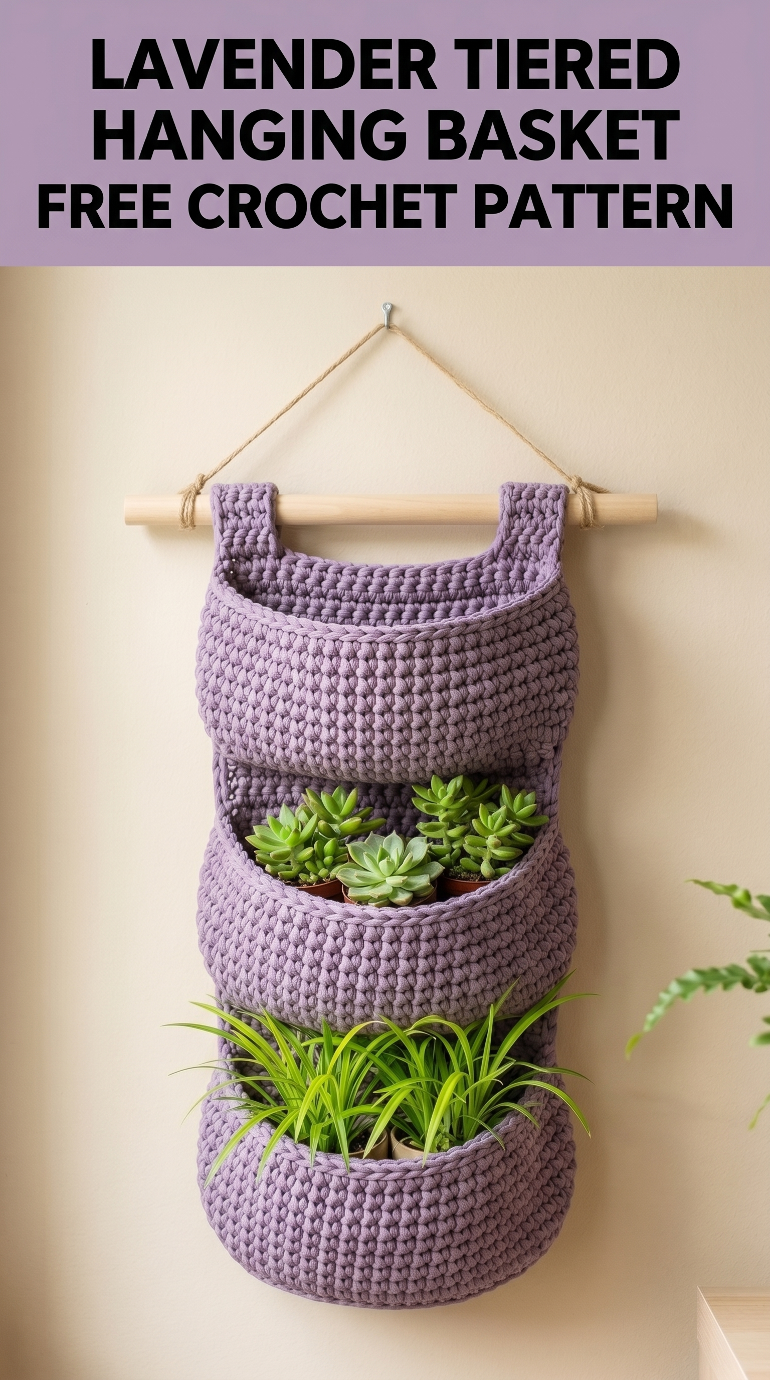 Lavender Tiered Hanging Basket Free Crochet Pattern