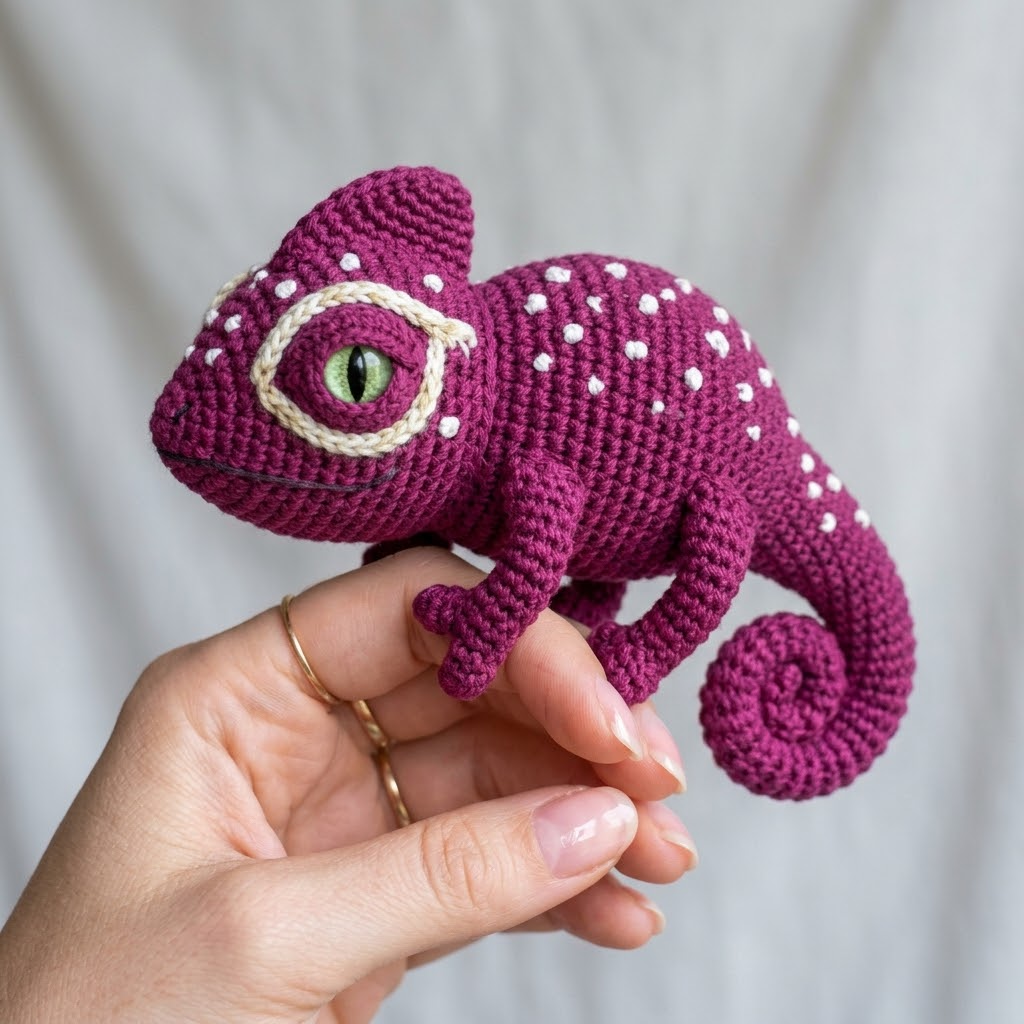 Magenta Chameleon Amigurumi Free Crochet Pattern