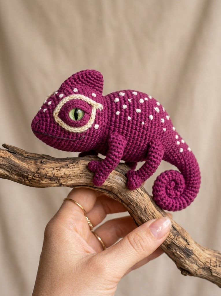 Magenta Chameleon Amigurumi Free Crochet Pattern