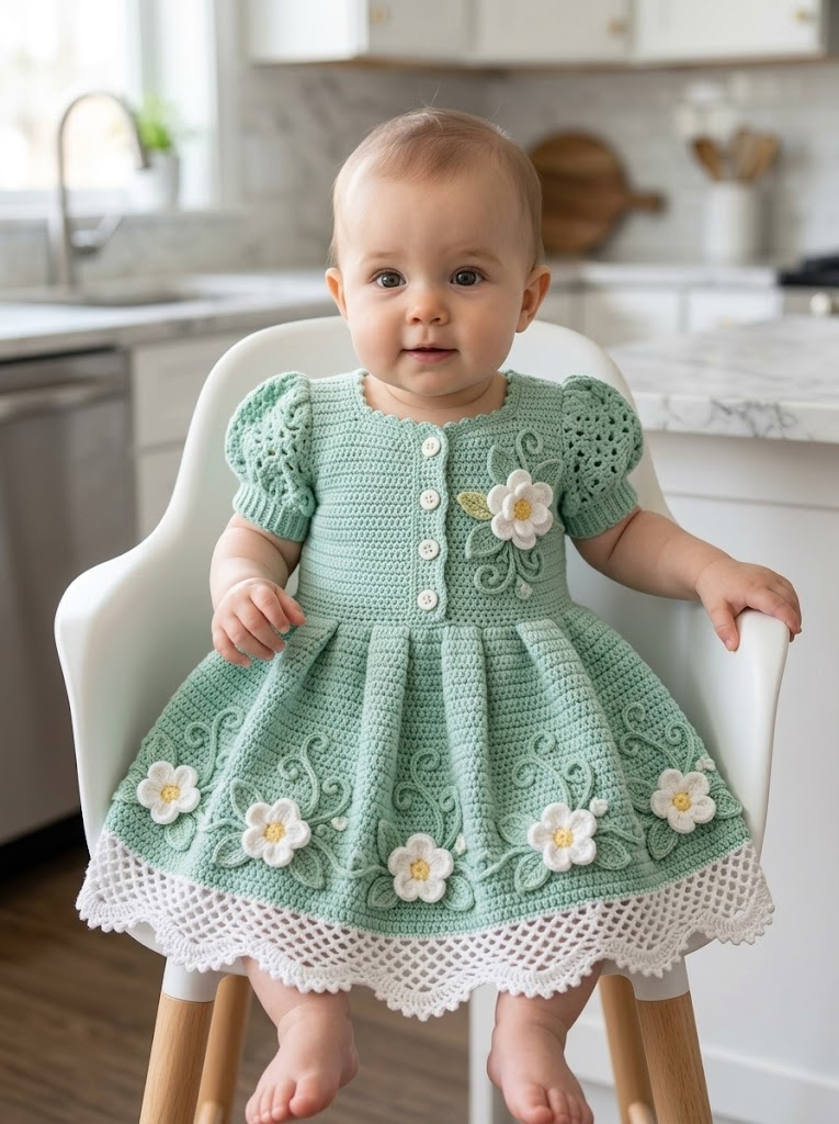 Mint Garden Baby Dress Free Crochet Pattern crochet pattern